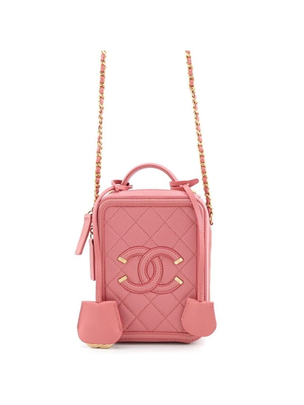 Chanel Chain Shoulder Bag CC Filigree Vanity Caviar Leather